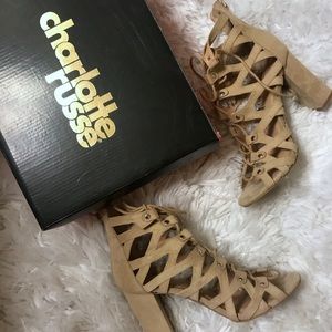 Charlotte Russe nude lace up heels